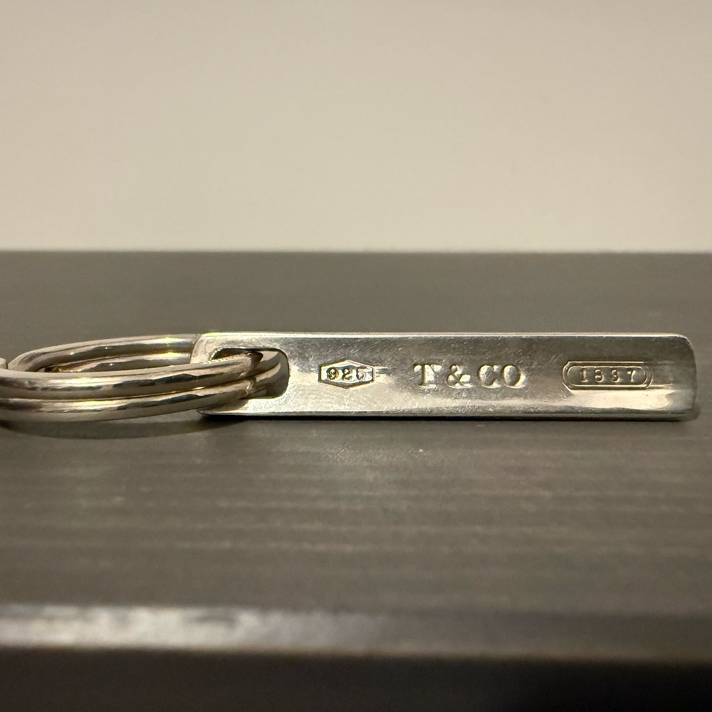 TIFFANY & CO Sterling Silver Key Ring Holder AG925 Spain 1887 Bar Keychain